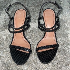 Zara black strappy heels size 37, US size 6.5